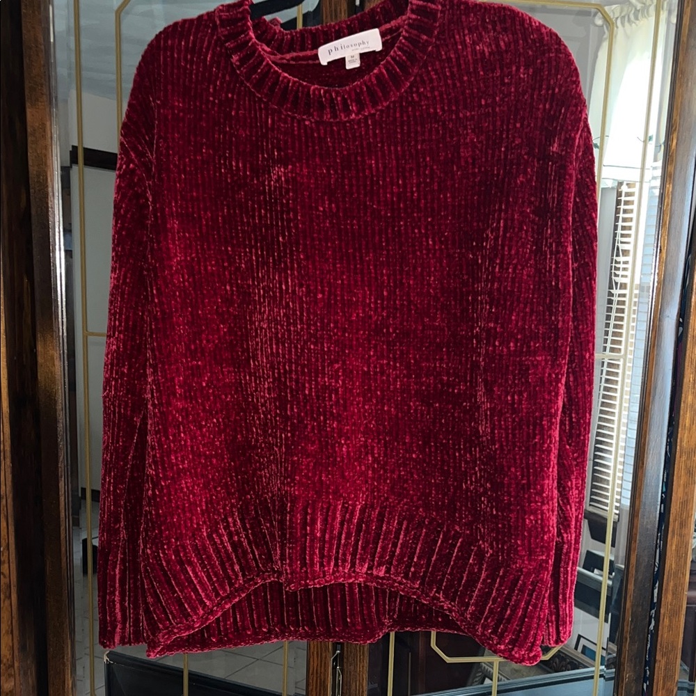 Philosophy Red Chenille Crewneck Sweater